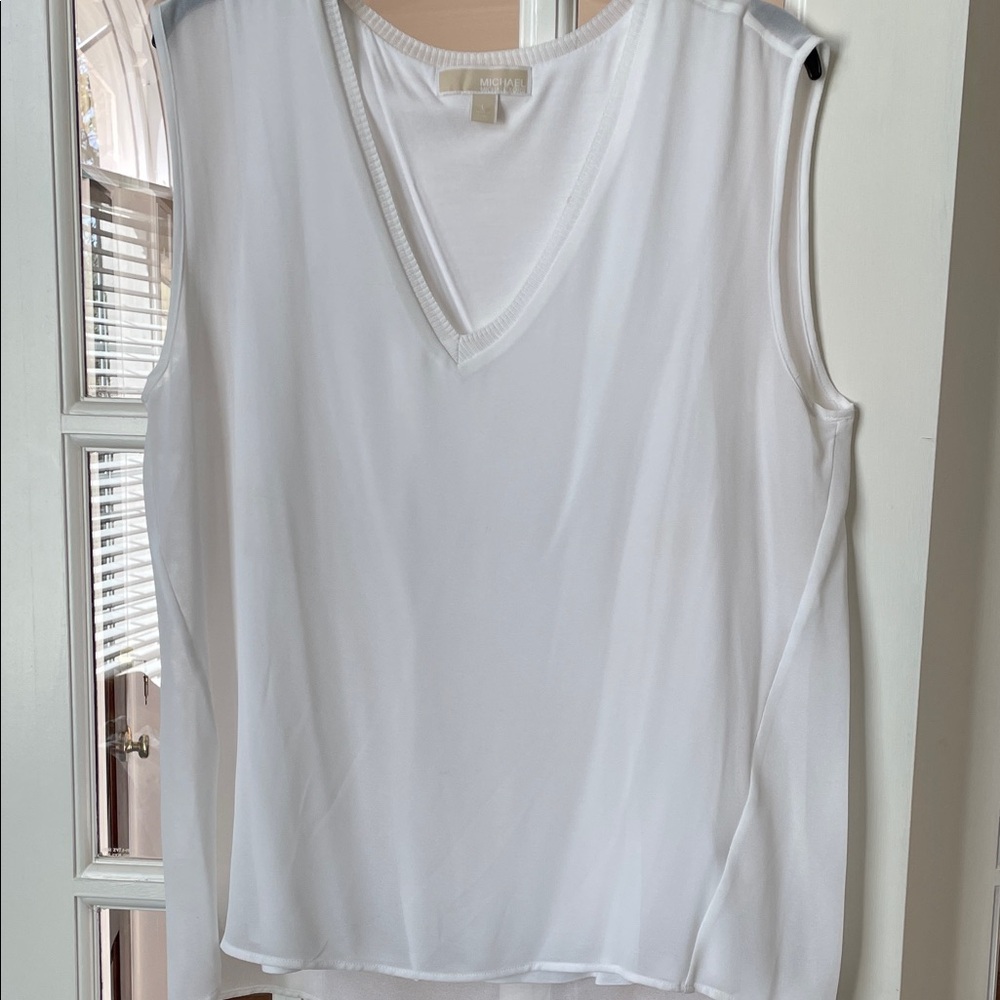 Michael Kors White V-Neck Sleeveless Camisole Top